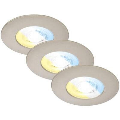 BRILONER – uppsättning av 3 LED spotlights 230 V, LED-strålkastare badrum IP44, takspotlights, takspotlights, matt nickel, silver BRILONER – uppsättning av 3 LED spotlights 230 V, LED-strålkastare badrum IP44, takspotlights, takspotlights, matt nickel, silver