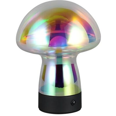 RL LIVE YOUR LIGHT Reality Leuchten LED-batteri bord Dooley R54981153, metall svart matt, glas transparent iriserande, inkl. 1,5 watt LED, 4-vägs touch RL LIVE YOUR LIGHT Reality Leuchten LED-batteri bord Dooley R54981153, metall svart matt, glas transparent iriserande, inkl. 1,5 watt LED, 4-vägs touch