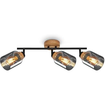 Briloner Hema Barra 3xE27 - Justerbara spotlights - 47cm - Modern trä & glas Briloner Hema Barra 3xE27 - Justerbara spotlights - 47cm - Modern trä & glas