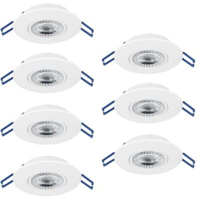 EGLO 7-delars set LED infällda spotlights Cedrez, Ø 9 cm, extra platta takspots, taklampor med Dip Switch, vit plast, varmvit, neutralvit, kallvit EGLO 7-delars set LED infällda spotlights Cedrez, Ø 9 cm, extra platta takspots, taklampor med Dip Switch, vit plast, varmvit, neutralvit, kallvit