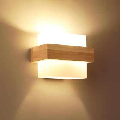 Comely Inomhusvägglampa i trä, modern E27 glas vägglampa, elegant vägglampa, heminredning för sovrum, vardagsrum, korridor, trappor café Comely Inomhusvägglampa i trä, modern E27 glas vägglampa, elegant vägglampa, heminredning för sovrum, vardagsrum, korridor, trappor café