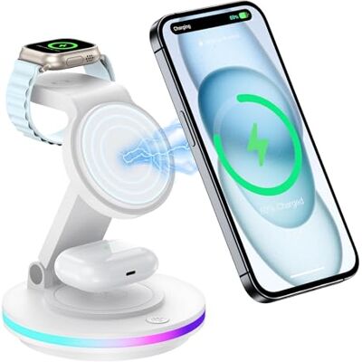 RoRoSkin Mag Safe laddningsstation, trådlöst laddningsstativ, 3-i-1 vikbar induktiv laddningsstation Apple Watch och 16 15 14, roterande laddningsstativ, trådlös laddare med nattlampa RoRoSkin Mag Safe laddningsstation, trådlöst laddningsstativ, 3-i-1 vikbar induktiv laddningsstation Apple Watch och 16 15 14, roterande laddningsstativ, trådlös laddare med nattlampa