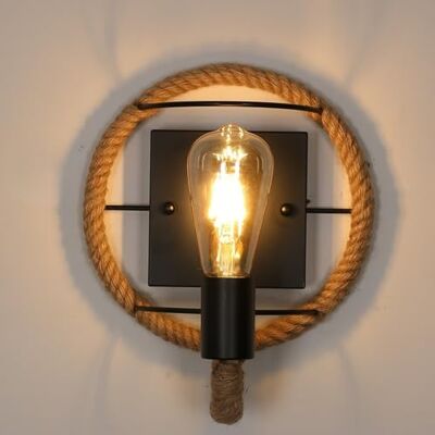 Comely Vintage Indoor Applique, Retro Industrial Iron Hemp Rope Shape Wall Lamp, E27 Wall Lights for Bar, Loft, Restaurants, Length 26cm (without bulb) Comely Vintage Indoor Applique, Retro Industrial Iron Hemp Rope Shape Wall Lamp, E27 Wall Lights for Bar, Loft, Restaurants, Length 26cm (without bulb)