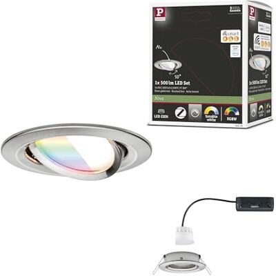 Paulmann 92439 LED infälld spotlight Nova Round Corner 84 mm 50° RGBW+ 6W 500lm 230 V gjuten aluminium borstat stål Paulmann 92439 LED infälld spotlight Nova Round Corner 84 mm 50° RGBW+ 6W 500lm 230 V gjuten aluminium borstat stål