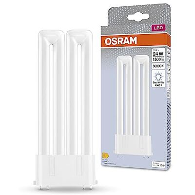 OSRAM DULUX LED F24 EM, 2G10, 12W, 1500lm, 4000K, kallvit ljusfärg, LED -ersättning för konventionella kompaktlysrör med en 4-stifts 2G10 plug-in bas, extremt lång livslängd, ingen uppvärmningstid OSRAM DULUX LED F24 EM, 2G10, 12W, 1500lm, 4000K, kallvit ljusfärg, LED -ersättning för konventionella kompaktlysrör med en 4-stifts 2G10 plug-in bas, extremt lång livslängd, ingen uppvärmningstid