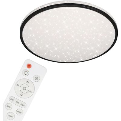 BRILONER Leuchten LED-taklampa, dimbar taklampa, stjärndekor, färgtemperaturkontroll, fjärrkontroll, minnesfunktion, nattljusfunktion, 48 watt, vit-svart, Ø 49,2 cm, 3447–215 BRILONER Leuchten LED-taklampa, dimbar taklampa, stjärndekor, färgtemperaturkontroll, fjärrkontroll, minnesfunktion, nattljusfunktion, 48 watt, vit-svart, Ø 49,2 cm, 3447–215