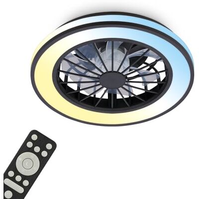 BRILONER LED-takfläkt taklampa med belysning, fjärrkontroll, tyst 5-växlad DC-motor, CCT och justerbar intensitet, LED-taklampa fläkt, vardagsrum, 38 cm, svart BRILONER LED-takfläkt taklampa med belysning, fjärrkontroll, tyst 5-växlad DC-motor, CCT och justerbar intensitet, LED-taklampa fläkt, vardagsrum, 38 cm, svart