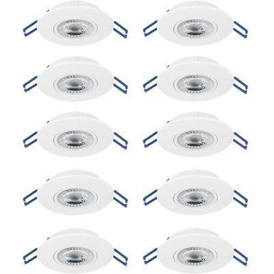EGLO LED 8-pack infällda spotlights Zujar, vridbara taklampor, plast i vitt, varmvita takspots, Ø 9 cm EGLO LED 8-pack infällda spotlights Zujar, vridbara taklampor, plast i vitt, varmvita takspots, Ø 9 cm