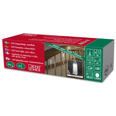 Konstsmide LED-ljusstavar, ljusgardin, 6 stavar, gnistrande snöeffekt, 60 varma vita dioder, batteridriven, upp till 130 h, transparent kabel – 2760-103 Konstsmide LED-ljusstavar, ljusgardin, 6 stavar, gnistrande snöeffekt, 60 varma vita dioder, batteridriven, upp till 130 h, transparent kabel – 2760-103