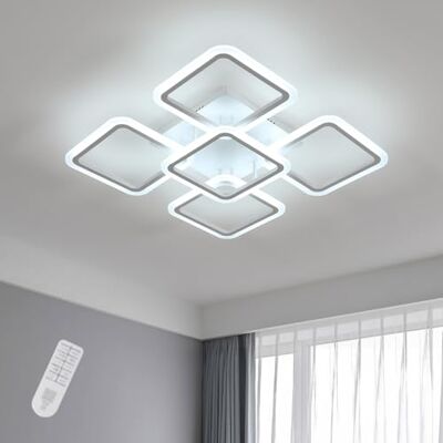 Comely Dimbar LED-taklampa, vit, 5 fyrkantig, 57 W, 6 400 LM, LED-taklampa med fjärrkontroll 3 000K-6 500K, modern taklampa för vardagsrum, sovrum, matsal Comely Dimbar LED-taklampa, vit, 5 fyrkantig, 57 W, 6 400 LM, LED-taklampa med fjärrkontroll 3 000K-6 500K, modern taklampa för vardagsrum, sovrum, matsal
