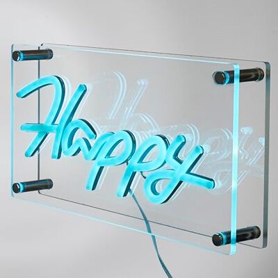HOME DECO FACTORY , LA0083, Happy Neon Effect Akryllampa, Energieffektiv LED-belysning, Modern och attraktiv design, Perfekt för vardagsrum eller sovrum, Storlek: 30 cm, Färg: Blå HOME DECO FACTORY , LA0083, Happy Neon Effect Akryllampa, Energieffektiv LED-belysning, Modern och attraktiv design, Perfekt för vardagsrum eller sovrum, Storlek: 30 cm, Färg: Blå