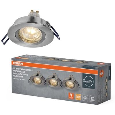 OSRAM LED-spotlight set DIM flexibel 3,7 W satin nickel, 2 700 K, aluminium, klickmontering, dimbar, 3-pack OSRAM LED-spotlight set DIM flexibel 3,7 W satin nickel, 2 700 K, aluminium, klickmontering, dimbar, 3-pack