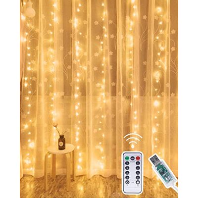 litogo 300 LED Gardin Ljus, 3 Meter Längd, Varm Vit litogo 300 LED Gardin Ljus, 3 Meter Längd, Varm Vit