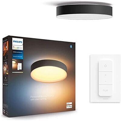 Philips Enrave medium svart (inkluderar en Hue Dimmer Switch): takplafond, White Ambiance, 19.2W, 2200-6500 kelvin, Zigbee & BT, röststyrning via Amazon Alexa, Google Home, Siri Philips Enrave medium svart (inkluderar en Hue Dimmer Switch): takplafond, White Ambiance, 19.2W, 2200-6500 kelvin, Zigbee & BT, röststyrning via Amazon Alexa, Google Home, Siri