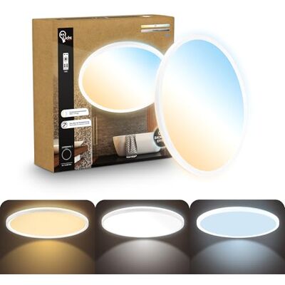 B.K.Licht Platt LED-panel med fjärrkontroll, CCT, dagsljus, dimbar, IP44, badrum, kökskrona i vardagsrum, 42 x 3 cm, vit B.K.Licht Platt LED-panel med fjärrkontroll, CCT, dagsljus, dimbar, IP44, badrum, kökskrona i vardagsrum, 42 x 3 cm, vit