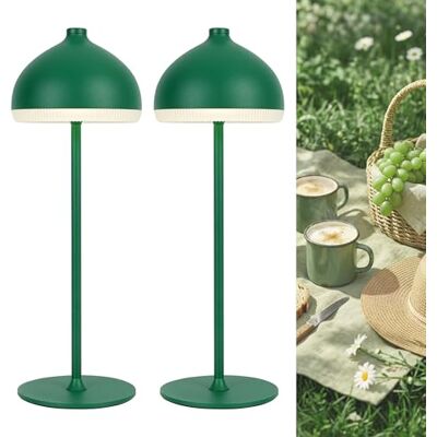 LuminexDesigns Set om 2 gröna batteridrivna bordslampor, bärbara och dimbara, för festlig stämning i vardagsrummet eller matrummet LuminexDesigns Set om 2 gröna batteridrivna bordslampor, bärbara och dimbara, för festlig stämning i vardagsrummet eller matrummet