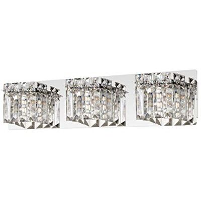 EGLO Vägglampa Fuertescusa, vägglampa med 3 lampor, kristalllampa, modern, elegant, vägglampa inomhus av stål och kristall, vardagsrum, kromad halllampa, klar, G9-sockel, L 55 cm EGLO Vägglampa Fuertescusa, vägglampa med 3 lampor, kristalllampa, modern, elegant, vägglampa inomhus av stål och kristall, vardagsrum, kromad halllampa, klar, G9-sockel, L 55 cm