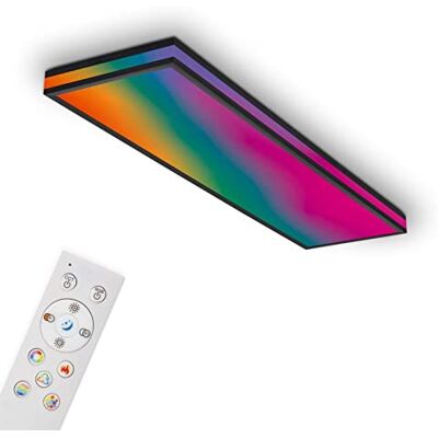 TELEFUNKEN – LED-taklampa, RGBIC Magic, LED-taklampa, CCT, inkl. kantljus, dimbar, färgförändring, fjärrkontroll, nattljus, 1000 x 250 x 70 mm (L x B x H), svart TELEFUNKEN – LED-taklampa, RGBIC Magic, LED-taklampa, CCT, inkl. kantljus, dimbar, färgförändring, fjärrkontroll, nattljus, 1000 x 250 x 70 mm (L x B x H), svart