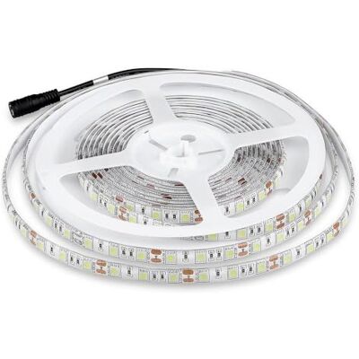 V-TAC LED-remsor, vattentät, IP65, för utomhusbruk, 11 W, 5 meter lång, SMD 5050, hög ljusstyrka, 6 500 K, kallvit, självhäftande remsor och silikonskydd, 12 volt V-TAC LED-remsor, vattentät, IP65, för utomhusbruk, 11 W, 5 meter lång, SMD 5050, hög ljusstyrka, 6 500 K, kallvit, självhäftande remsor och silikonskydd, 12 volt