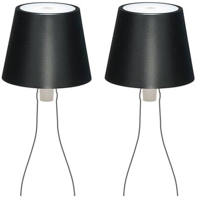 LA VILLE LUMIÈRE LA VILLE LUMIÖNRE Set med 2 MarieB LED-trådlösa lampor, uppladdningsbara och dimbara, abat-jour för inomhus/utomhus, 48 timmars batteritid, 3 ljustemperaturer, aluminium, LVL (metallisk svart) LA VILLE LUMIÈRE LA VILLE LUMIÖNRE Set med 2 MarieB LED-trådlösa lampor, uppladdningsbara och dimbara, abat-jour för inomhus/utomhus, 48 timmars batteritid, 3 ljustemperaturer, aluminium, LVL (metallisk svart)