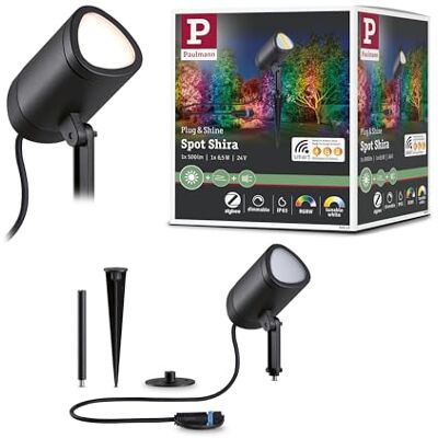 Paulmann 94849 Plug & Shine LED-trädgårdsspot Shira Smart Home Zigbee 6,5 W 250 lm Dimbar 455 mm Antracit Aluminium RGBW+ Paulmann 94849 Plug & Shine LED-trädgårdsspot Shira Smart Home Zigbee 6,5 W 250 lm Dimbar 455 mm Antracit Aluminium RGBW+