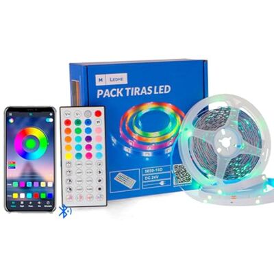 M mimotec M Ledme RGB-LED-remsa, LED-lampor rum 15 meter, med APP, Bluetooth Musical, lim, fjärrkontroll och nätadapter, 5050 chip, Multicolor Dimbar i intensitet, LM2406 M mimotec M Ledme RGB-LED-remsa, LED-lampor rum 15 meter, med APP, Bluetooth Musical, lim, fjärrkontroll och nätadapter, 5050 chip, Multicolor Dimbar i intensitet, LM2406