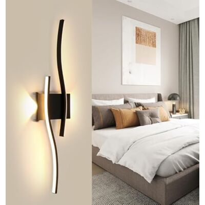 Comely LED-vägglampa för inomhusbruk, 20 W, modern svart vägglampa, dekorativ inomhusvägglampa för sovrum, vardagsrum, kök, hall, trappor, 3 000 K, varmvit (60 cm), Comely LED-vägglampa för inomhusbruk, 20 W, modern svart vägglampa, dekorativ inomhusvägglampa för sovrum, vardagsrum, kök, hall, trappor, 3 000 K, varmvit (60 cm),