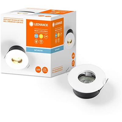 LEDVANCE Spotlight: för tak, GU10, RECESS DOWNLIGHT IP65 TWISTLOCK GU10 / 4.30 W, 220...240 V, strålningsvinkel: 36, Varmvitt, 2700 K, material: aluminium, IP65, Förpackning med 1 LEDVANCE Spotlight: för tak, GU10, RECESS DOWNLIGHT IP65 TWISTLOCK GU10 / 4.30 W, 220...240 V, strålningsvinkel: 36, Varmvitt, 2700 K, material: aluminium, IP65, Förpackning med 1