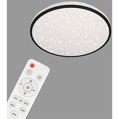 BRILONER Leuchten LED-taklampa, dimbar taklampa, stjärndekor, färgtemperaturkontroll, fjärrkontroll, minnesfunktion, nattljusfunktion, timer, 24 watt, 2 400 lumen, vit-svart, Ø 38 cm BRILONER Leuchten LED-taklampa, dimbar taklampa, stjärndekor, färgtemperaturkontroll, fjärrkontroll, minnesfunktion, nattljusfunktion, timer, 24 watt, 2 400 lumen, vit-svart, Ø 38 cm