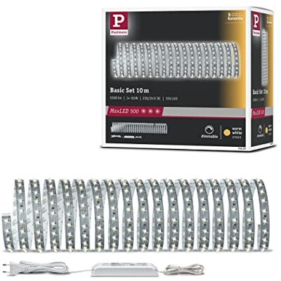 Paulmann 70829 LED Stripe MaxLED 500 grundset 10 m varmvit 2700K obelagd 53,5W kontinuerlig linje 5500 lm ljusremsa 72 LED 24 V Paulmann 70829 LED Stripe MaxLED 500 grundset 10 m varmvit 2700K obelagd 53,5W kontinuerlig linje 5500 lm ljusremsa 72 LED 24 V