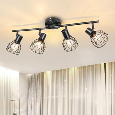 Dehobo Takspot E14, Roterbar 4 flammor Spotljusarmaturer, Retro tak Kök Spotlight Taklampor Svart Metall 4-vägs tak Lätt industri för inomhus Hem Sovrum Hall Vardagsrum Butik, Max. 40 Watt Dehobo Takspot E14, Roterbar 4 flammor Spotljusarmaturer, Retro tak Kök Spotlight Taklampor Svart Metall 4-vägs tak Lätt industri för inomhus Hem Sovrum Hall Vardagsrum Butik, Max. 40 Watt