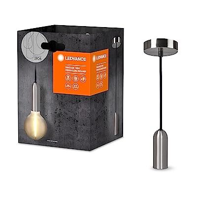 LEDVANCE Vintage 1906® taklampa ROUND E27, krom, max. 25W (LED 15W), E27 bas, rund tak, pendellampa inomhus, kombinerat med 1906 Vintage lampor, kombinerat med smarta lampor LEDVANCE Vintage 1906® taklampa ROUND E27, krom, max. 25W (LED 15W), E27 bas, rund tak, pendellampa inomhus, kombinerat med 1906 Vintage lampor, kombinerat med smarta lampor