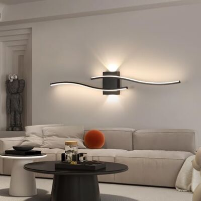 Comely LED-vägglampa för inomhusbruk, 27 W, 3 000 LM, minimalistisk design, modern vägglampa, svart LED-vägglampa för sovrum, vardagsrum, matsal, hall, neutralt ljus 4 500 k Comely LED-vägglampa för inomhusbruk, 27 W, 3 000 LM, minimalistisk design, modern vägglampa, svart LED-vägglampa för sovrum, vardagsrum, matsal, hall, neutralt ljus 4 500 k