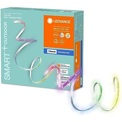 LEDVANCE Smart LED-ljusband med Bluetooth Mesh teknik för utomhusbruk, 3 meter lång, flexibel och flexibel, ljusfärg kan ändras (2000–6500 K), RGB-färger utbytbara, IP44, SMART BT utomhus Flex 3M LEDVANCE Smart LED-ljusband med Bluetooth Mesh teknik för utomhusbruk, 3 meter lång, flexibel och flexibel, ljusfärg kan ändras (2000–6500 K), RGB-färger utbytbara, IP44, SMART BT utomhus Flex 3M