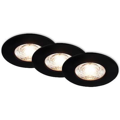 BRILONER – uppsättning av 3 LED spotlights 230 V, LED-strålkastare badrum IP44, takspotlights, platta takspotlights, svart BRILONER – uppsättning av 3 LED spotlights 230 V, LED-strålkastare badrum IP44, takspotlights, platta takspotlights, svart