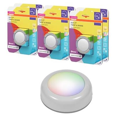 OSRAM SMART+ DOT-IT TWIST & SHAKE, smart mobil nattlampa eller barnlampa med 16 miljoner RGB-färger, styrbar via tryck & rotation eller app, magnetisk, sömnfunktion med omgivande ljud, 6-pack OSRAM SMART+ DOT-IT TWIST & SHAKE, smart mobil nattlampa eller barnlampa med 16 miljoner RGB-färger, styrbar via tryck & rotation eller app, magnetisk, sömnfunktion med omgivande ljud, 6-pack