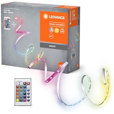 LEDVANCE FLEX 5M LED strip RC, vit, 14W, 900lm, varmvitt ljus, integrerad ljudmottagare, RGB färgsensor, fjärrkontroll, lång livslängd, lätt att installera, IP20 LEDVANCE FLEX 5M LED strip RC, vit, 14W, 900lm, varmvitt ljus, integrerad ljudmottagare, RGB färgsensor, fjärrkontroll, lång livslängd, lätt att installera, IP20