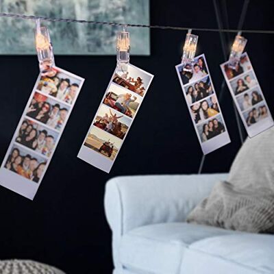 DecoKing LED fotoklämmor 20 varm vit timer statiskt batteridrivna LED-klämmor klar DecoKing LED fotoklämmor 20 varm vit timer statiskt batteridrivna LED-klämmor klar