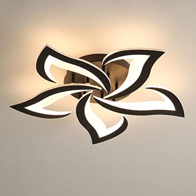 Riserva Modern LED-taklampa, 60W 7200LM Kreativ blomformad taklampa i akryl, 5 huvuden Petal Black Led Ljuskronor för vardagsrum, sovrum, matsal, kök, varmvit 3000K Riserva Modern LED-taklampa, 60W 7200LM Kreativ blomformad taklampa i akryl, 5 huvuden Petal Black Led Ljuskronor för vardagsrum, sovrum, matsal, kök, varmvit 3000K