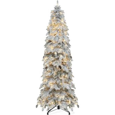 YITAHOME 229 cm konstgjord julgran med snö, 800 spetsar, 11 ljuslägen och 350 LED-lampor, metallstativ och integrerad belysning YITAHOME 229 cm konstgjord julgran med snö, 800 spetsar, 11 ljuslägen och 350 LED-lampor, metallstativ och integrerad belysning