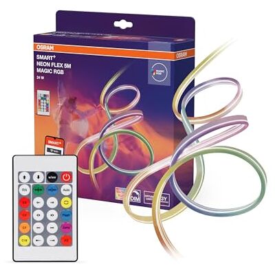OSRAM SMART WIFI NEON FLEX MGC RGB RC färgglada LED list för utomhusbruk med WiFi-teknik och homogen ljusfördelning, dimbar, vit, silikon, 5 m, ljuskälla ej utbytbar OSRAM SMART WIFI NEON FLEX MGC RGB RC färgglada LED list för utomhusbruk med WiFi-teknik och homogen ljusfördelning, dimbar, vit, silikon, 5 m, ljuskälla ej utbytbar