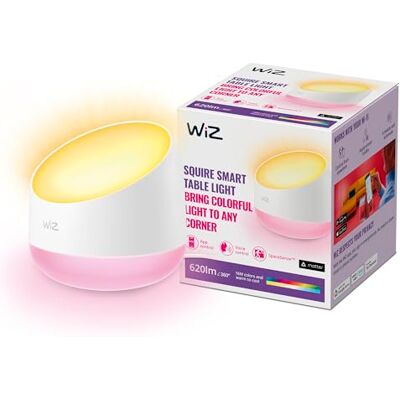 WiZ Squire bordslampa Smart LED belysning (WiFi och Bluetooth), 9W, 2200-6500 Kelvin, Dimbar i kallvitt till varmvitt + 16 miljoner färger, accentbelysning WiZ Squire bordslampa Smart LED belysning (WiFi och Bluetooth), 9W, 2200-6500 Kelvin, Dimbar i kallvitt till varmvitt + 16 miljoner färger, accentbelysning