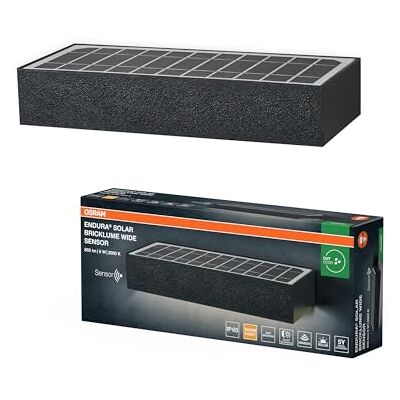 OSRAM ENDURA STYLE BRICKLUME sensor, solcellsarmatur, 6W, 850lm, mörkgrå, indirekt belysning, rörelsesensor, dagsljussensor, skyddsklass IP65, 3000K färgtemperatur, varmvit ljusfärg OSRAM ENDURA STYLE BRICKLUME sensor, solcellsarmatur, 6W, 850lm, mörkgrå, indirekt belysning, rörelsesensor, dagsljussensor, skyddsklass IP65, 3000K färgtemperatur, varmvit ljusfärg