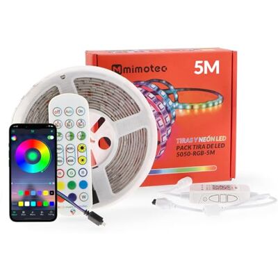 M mimotec M Ledme RGB-LED-remsa, LED-lampor rum 5 meter med lim, fjärrkontroll och nätadapter, 5050 chip, Multicolor Dimbar i intensitet, Super Brilliant LED Strip för fester, LM2404 M mimotec M Ledme RGB-LED-remsa, LED-lampor rum 5 meter med lim, fjärrkontroll och nätadapter, 5050 chip, Multicolor Dimbar i intensitet, Super Brilliant LED Strip för fester, LM2404