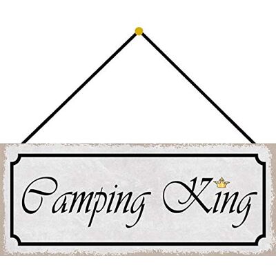 Schatzmix Camping King metallskylt 27 x 10 cm dekorativ skylt tennskylt med snöre plåtskylt, plåt, flerfärgad 27 x 10 cm Schatzmix Camping King metallskylt 27 x 10 cm dekorativ skylt tennskylt med snöre plåtskylt, plåt, flerfärgad 27 x 10 cm