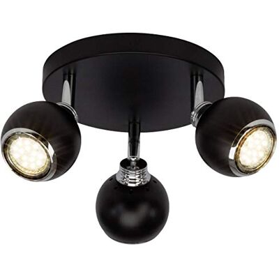 Brilliant lampa Ina LED rund spotlight 3-lågor svart/krom 3x LED-PAR51, GU10, 3W LED-reflektorlampor ingår, (250lm, 3000K) Skala A ++ till E Svängbara huvuden Brilliant lampa Ina LED rund spotlight 3-lågor svart/krom 3x LED-PAR51, GU10, 3W LED-reflektorlampor ingår, (250lm, 3000K) Skala A ++ till E Svängbara huvuden