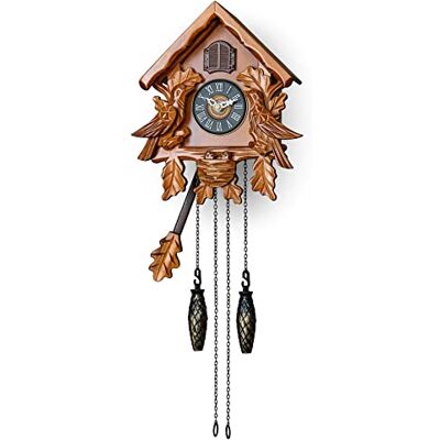 TIMEGEAR Gökklocka med nattläge, sjungande fågel, trädekorationer och svängande pendel (brun) TIMEGEAR Gökklocka med nattläge, sjungande fågel, trädekorationer och svängande pendel (brun)