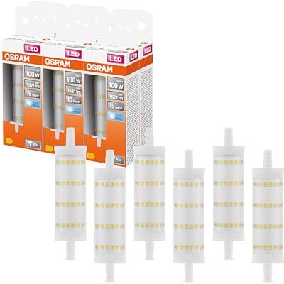 OSRAM LED Line LED-lampa med R7s eftermonterad bas, 13 W / 1521 lm, klart, kallvitt ljus med 4000 K, ej dimbar. IP20, blyfritt glas, 28mm DM, 6-pack OSRAM LED Line LED-lampa med R7s eftermonterad bas, 13 W / 1521 lm, klart, kallvitt ljus med 4000 K, ej dimbar. IP20, blyfritt glas, 28mm DM, 6-pack