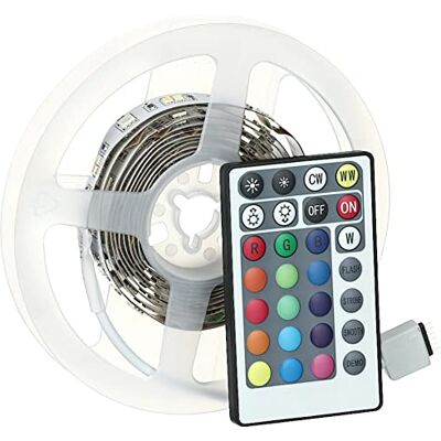 NITYAM Smart 2M LED-remsor, flerfärgade anslutna LED-remsor (RGB) vitförändring (CCT) SDM5050, Wi-Fi BLE, IP20 invändig applikation fjärrkontroll, Amazon/Google/Siri kompatibel NITYAM Smart 2M LED-remsor, flerfärgade anslutna LED-remsor (RGB) vitförändring (CCT) SDM5050, Wi-Fi BLE, IP20 invändig applikation fjärrkontroll, Amazon/Google/Siri kompatibel