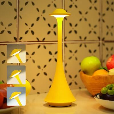 LuminexDesigns Gul minimalistisk bord, USB-uppladdningsbar, touch-dimbar, design för skrivbord eller kök LuminexDesigns Gul minimalistisk bord, USB-uppladdningsbar, touch-dimbar, design för skrivbord eller kök